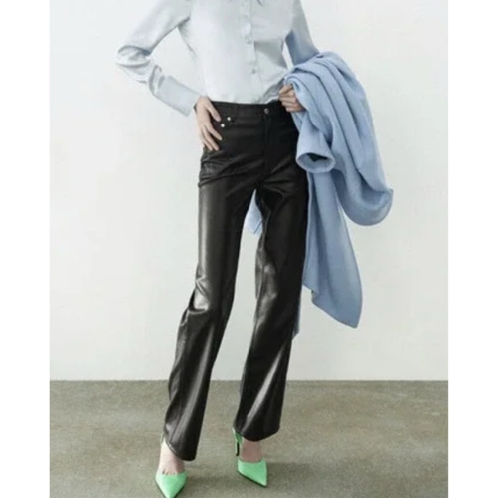 Zara 90s Black Faux Leather Pants